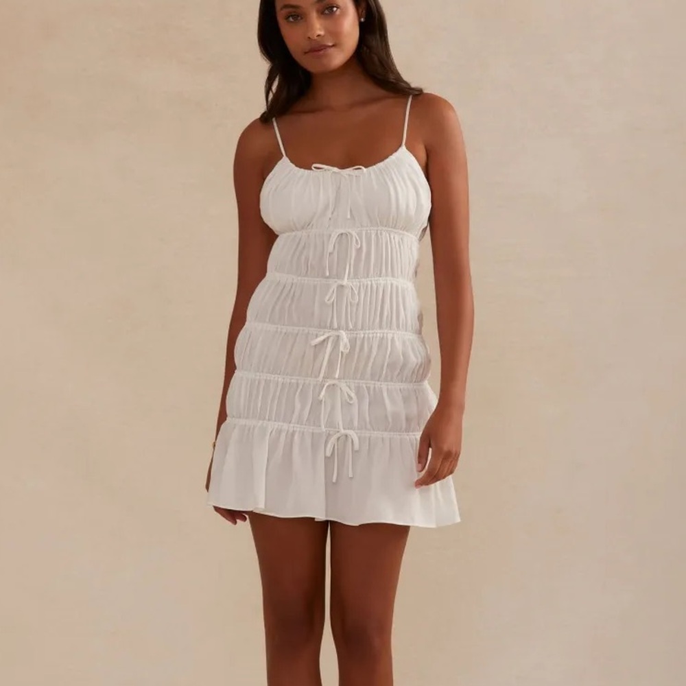 Birdy Grey White Ruched Mini Dress